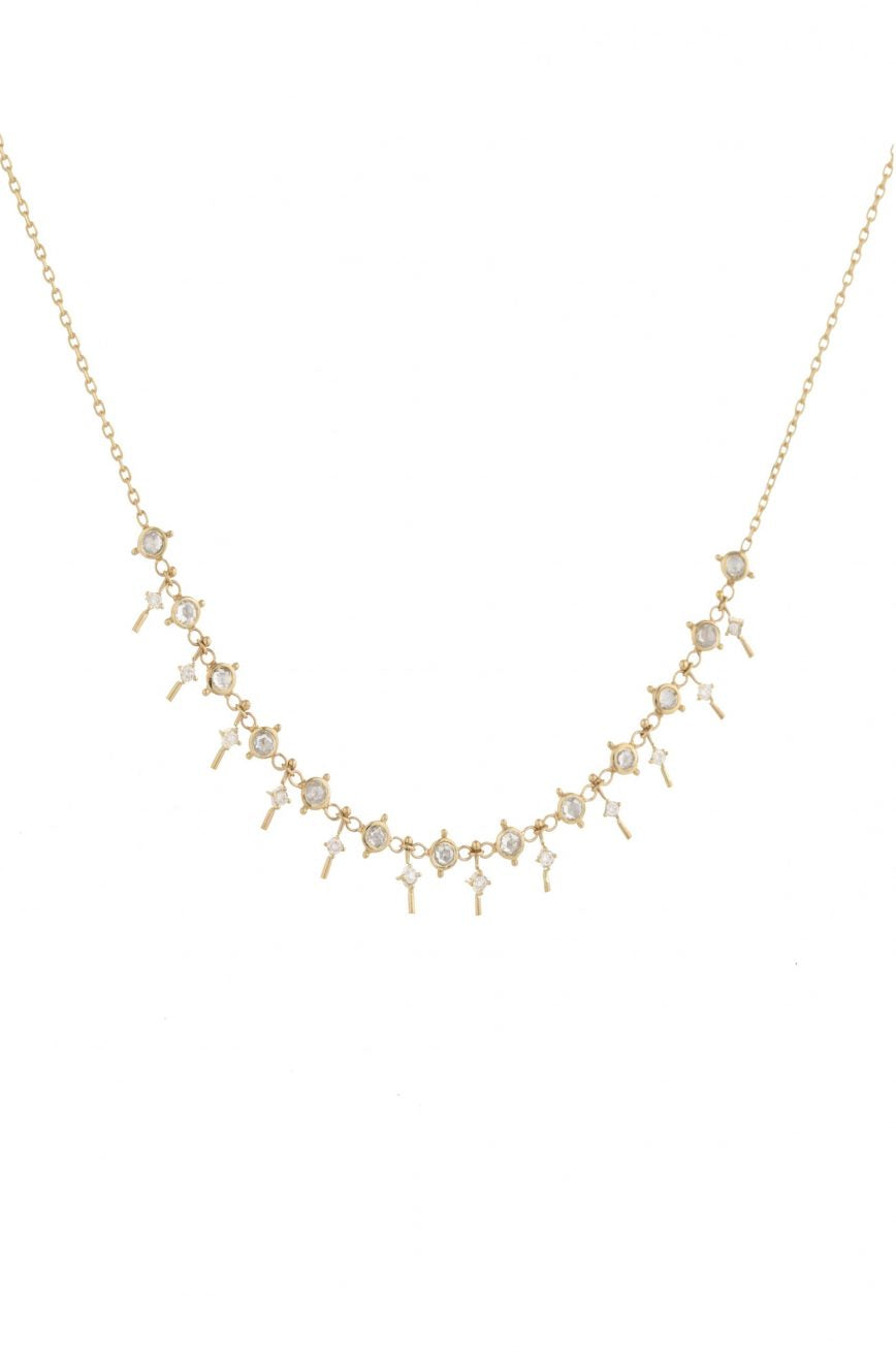 THIRTEEN ROSECUT DIAMONDS FRINGE NECKLACE