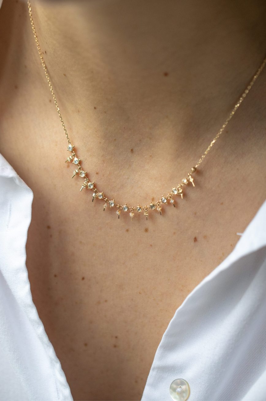 THIRTEEN ROSECUT DIAMONDS FRINGE NECKLACE
