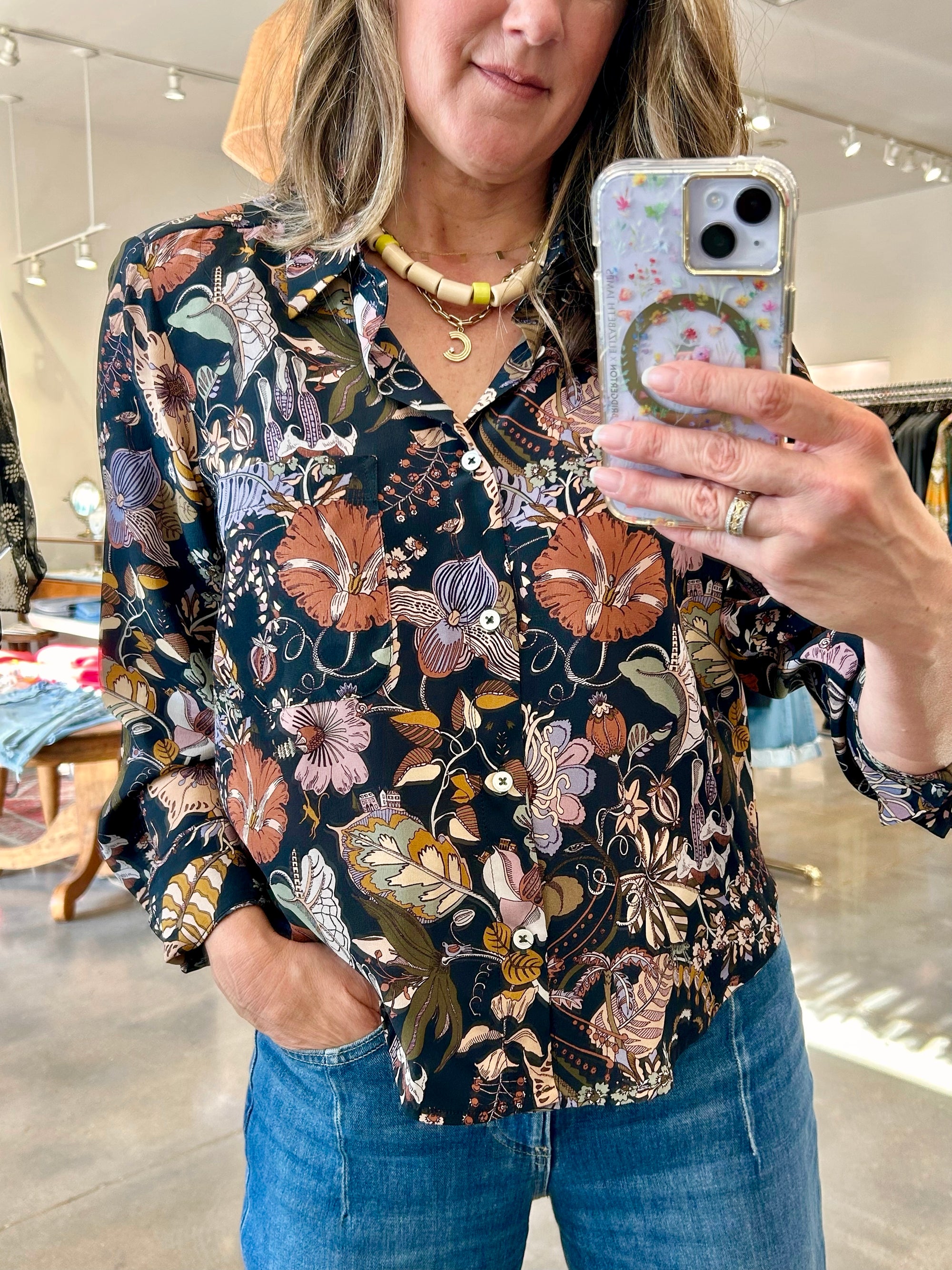 BELLE TOP IN MIDNIGHT FLORAL
