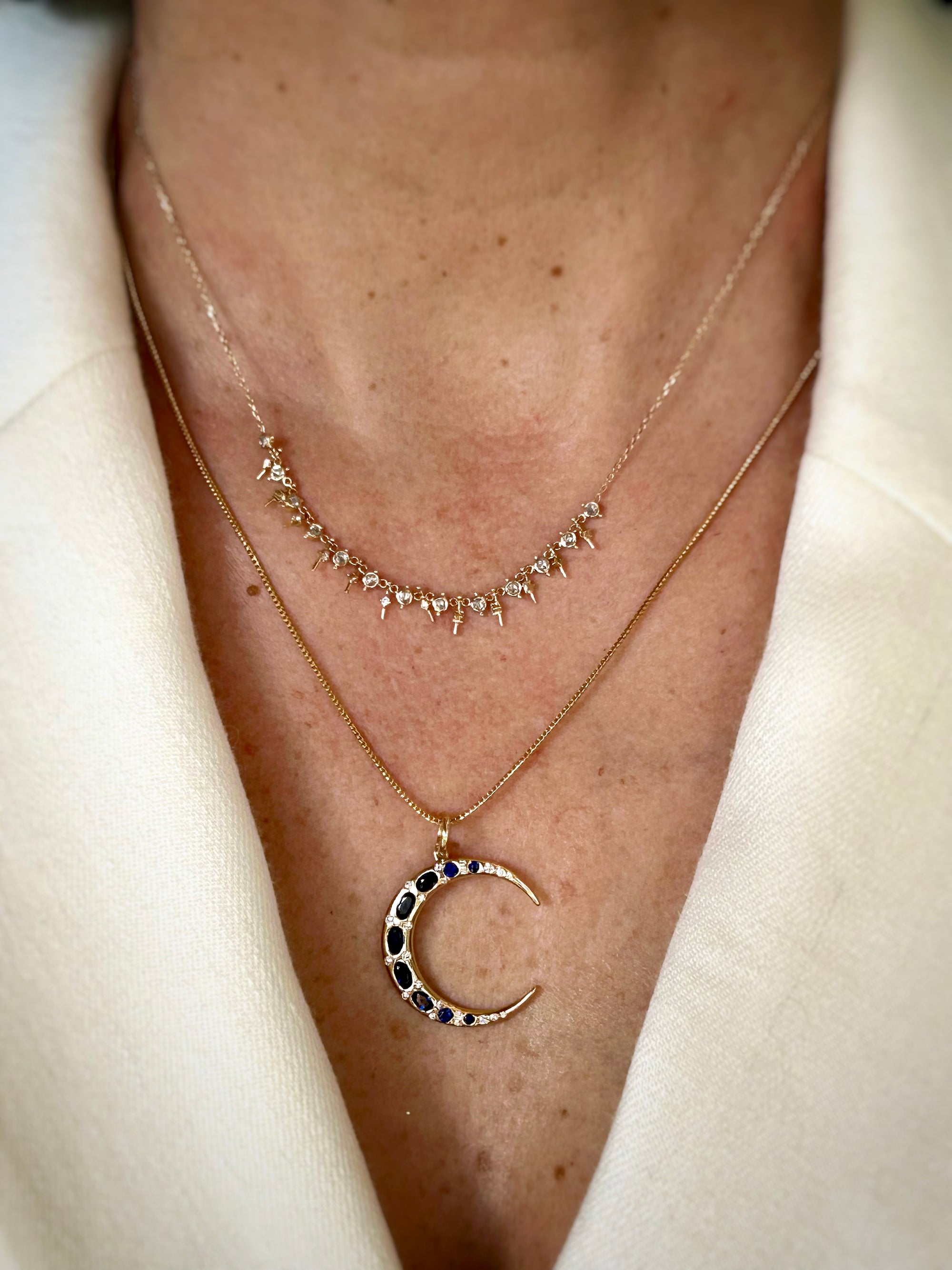 THIRTEEN ROSECUT DIAMONDS FRINGE NECKLACE