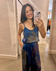 SILK CAMI IN BLUE WOOD