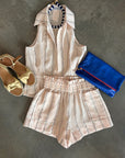 MIRA SHORTS IN PEACH STRIPE