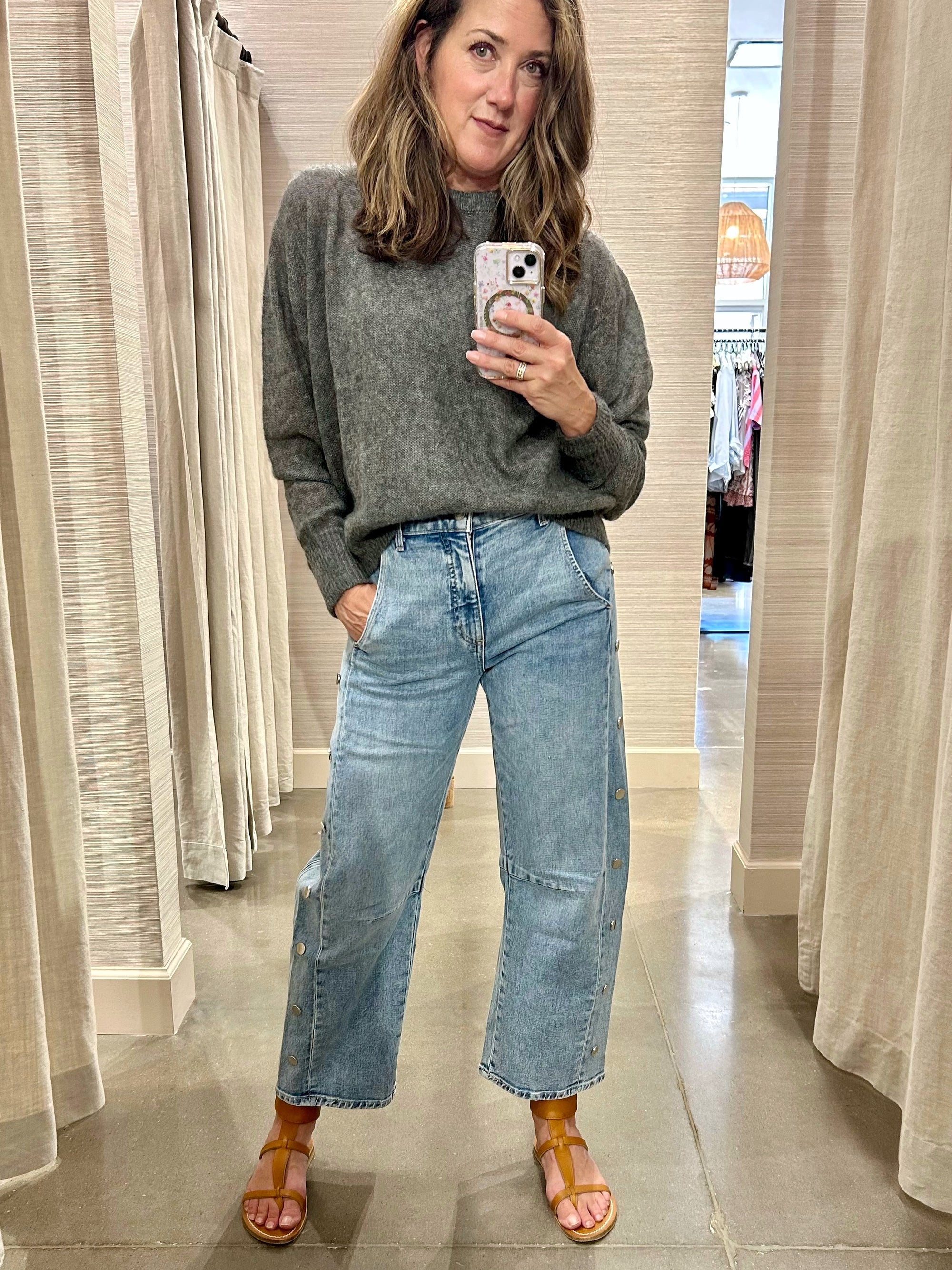 SOFTEST TISSUE WEIGHT SWEATER IN CHARCOAL