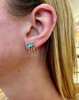 TRIPLE MARQUISE EMERALD + DIAMOND CHAIN EARRINGS