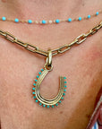 GROOVY TURQUOISE HORSESHOE HINGED CHARM
