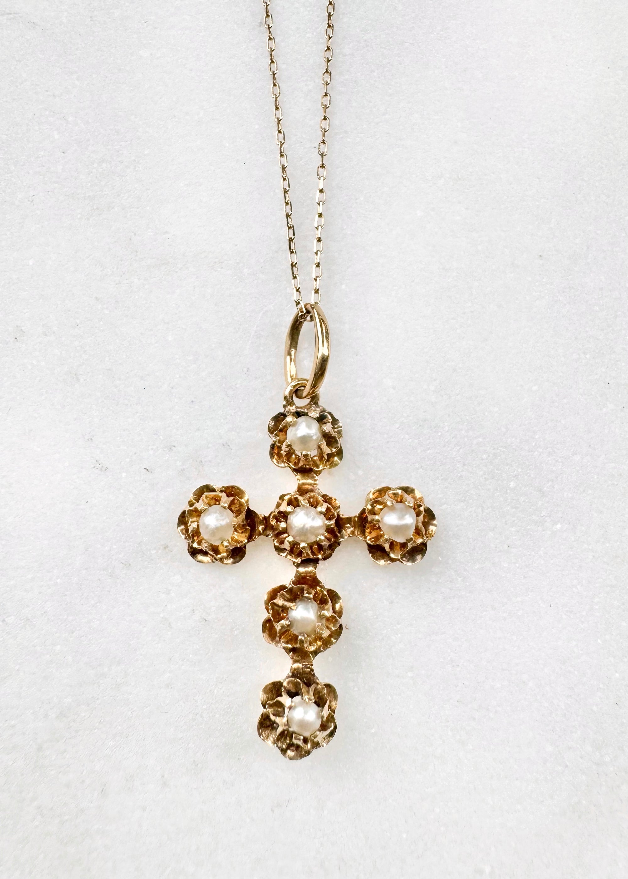 PEARL CROSS CHARM