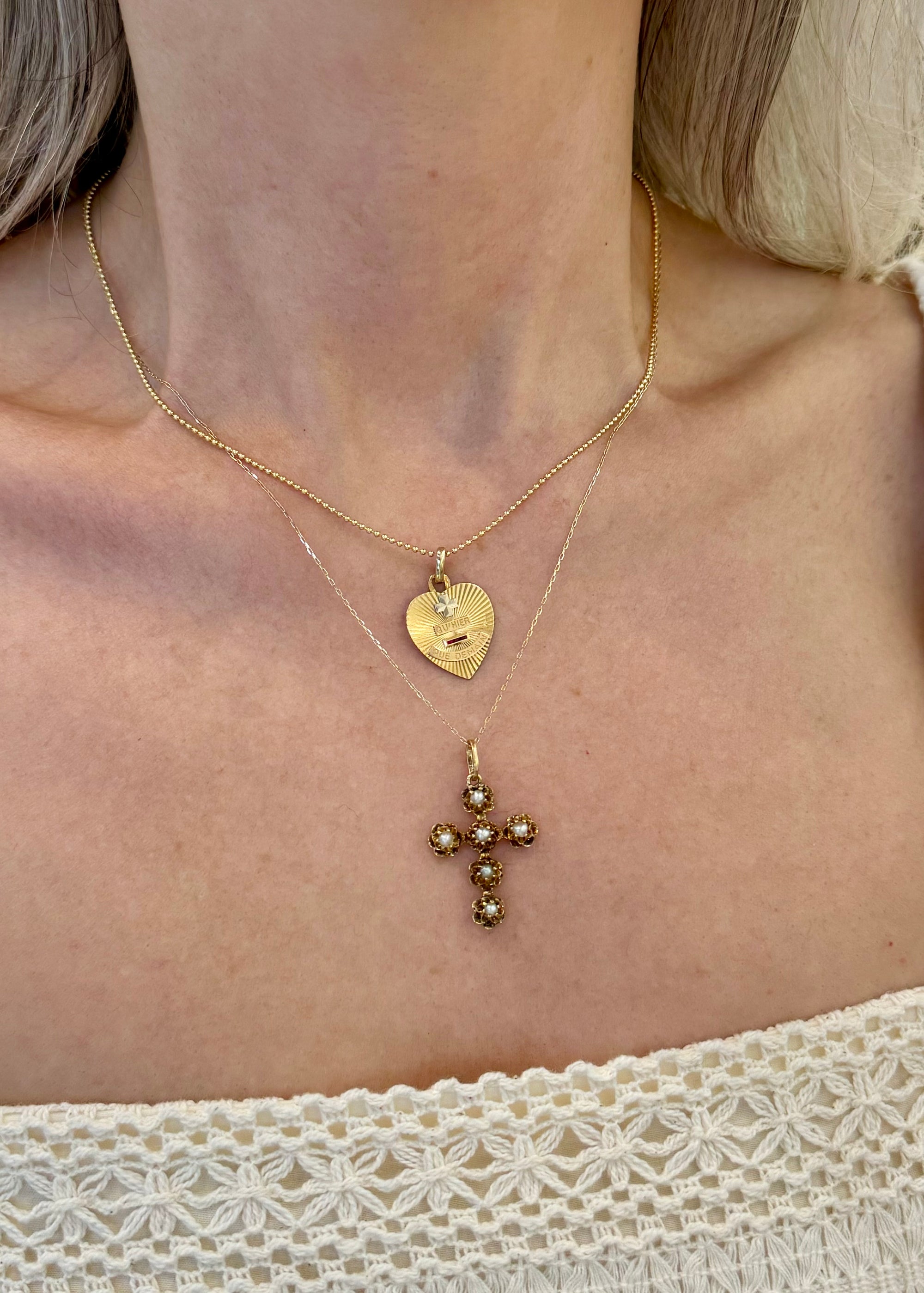 PEARL CROSS CHARM