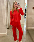 FLEECE SPORT SWEATPANT IN BRIGHT RED