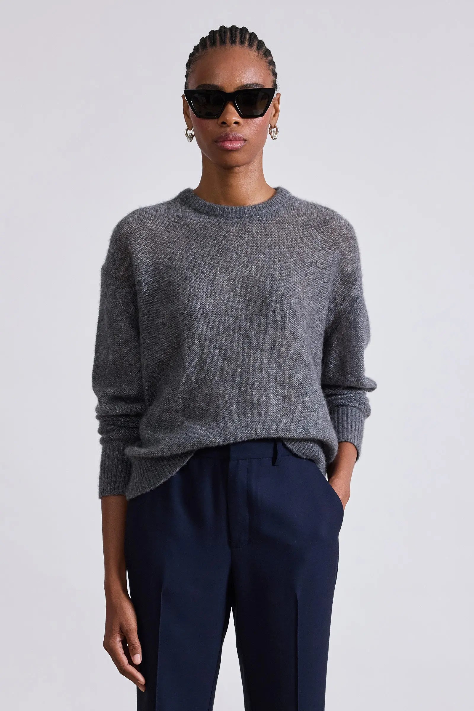 SOFTEST TISSUE WEIGHT SWEATER IN CHARCOAL