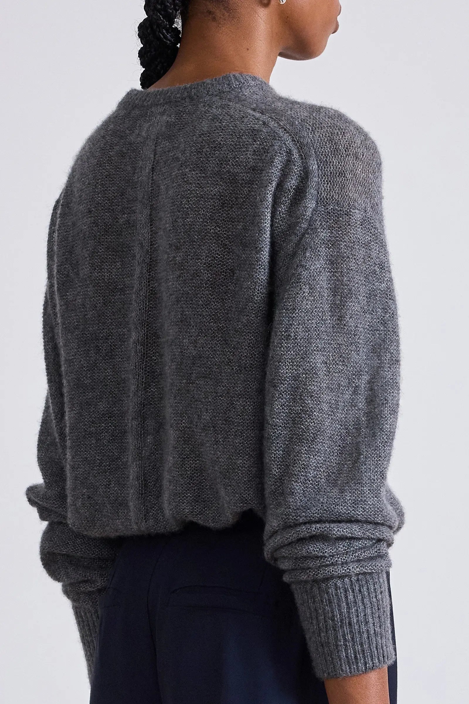 SOFTEST TISSUE WEIGHT SWEATER IN CHARCOAL