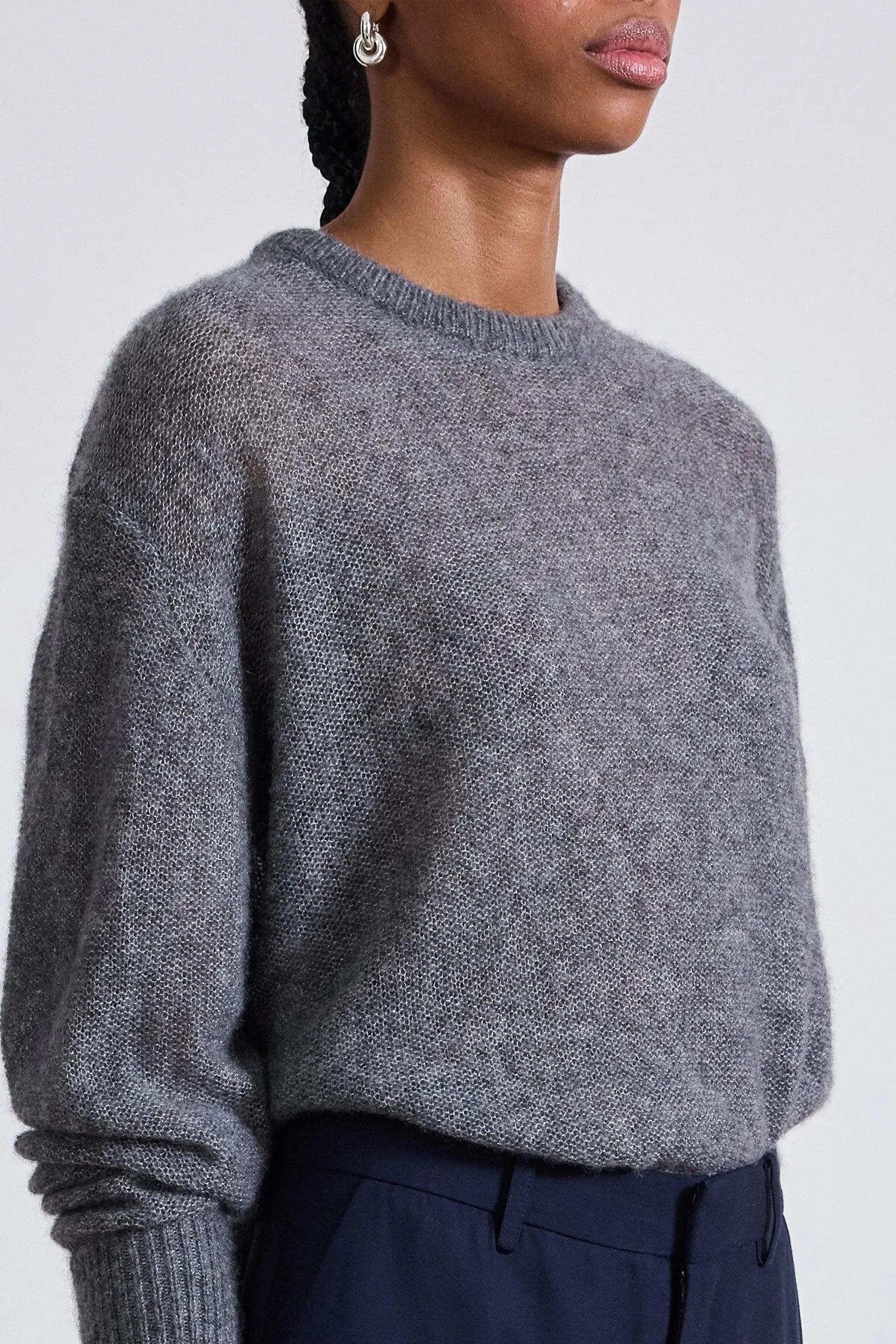 SOFTEST TISSUE WEIGHT SWEATER IN CHARCOAL