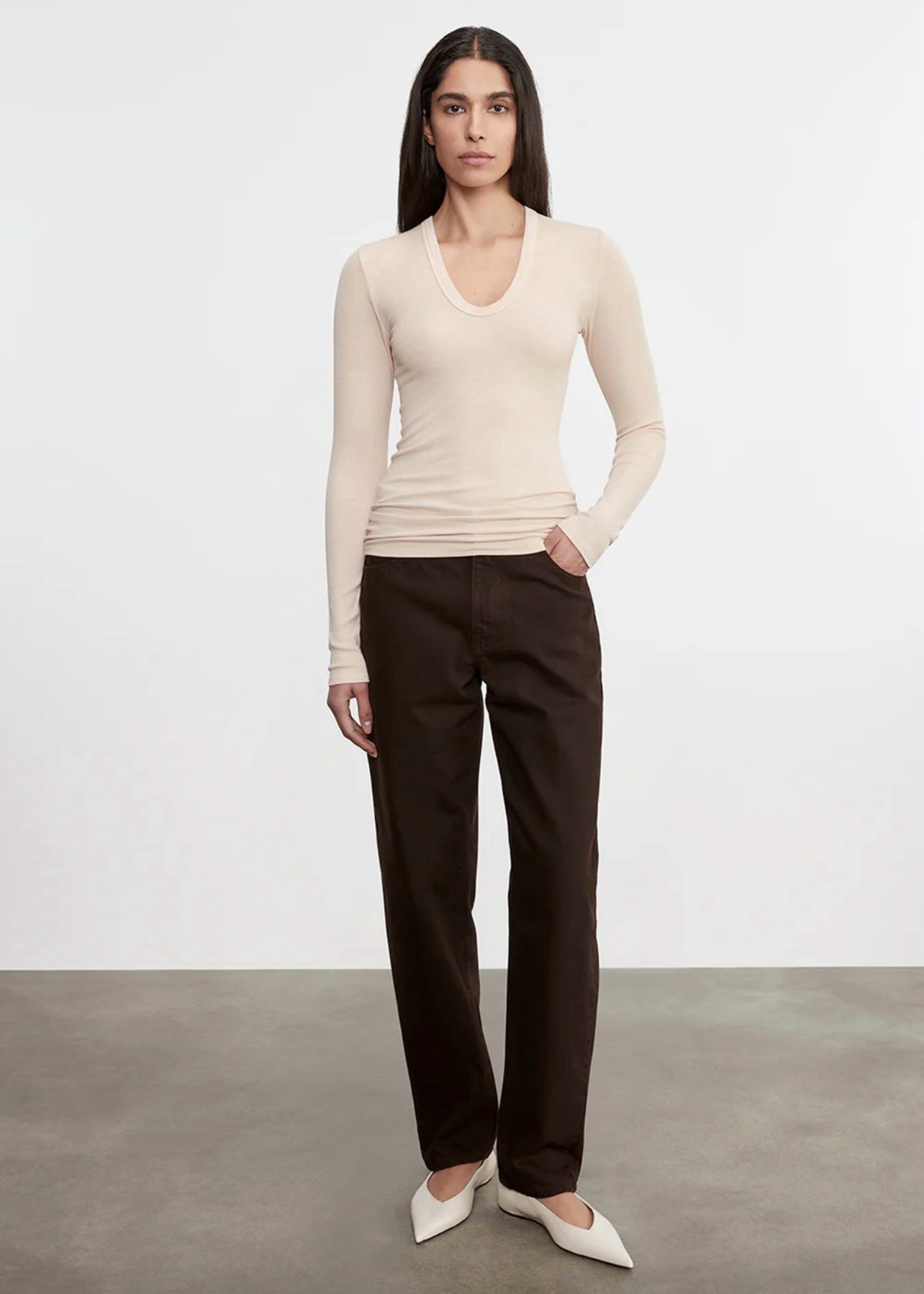 SILK RIB U-NECK