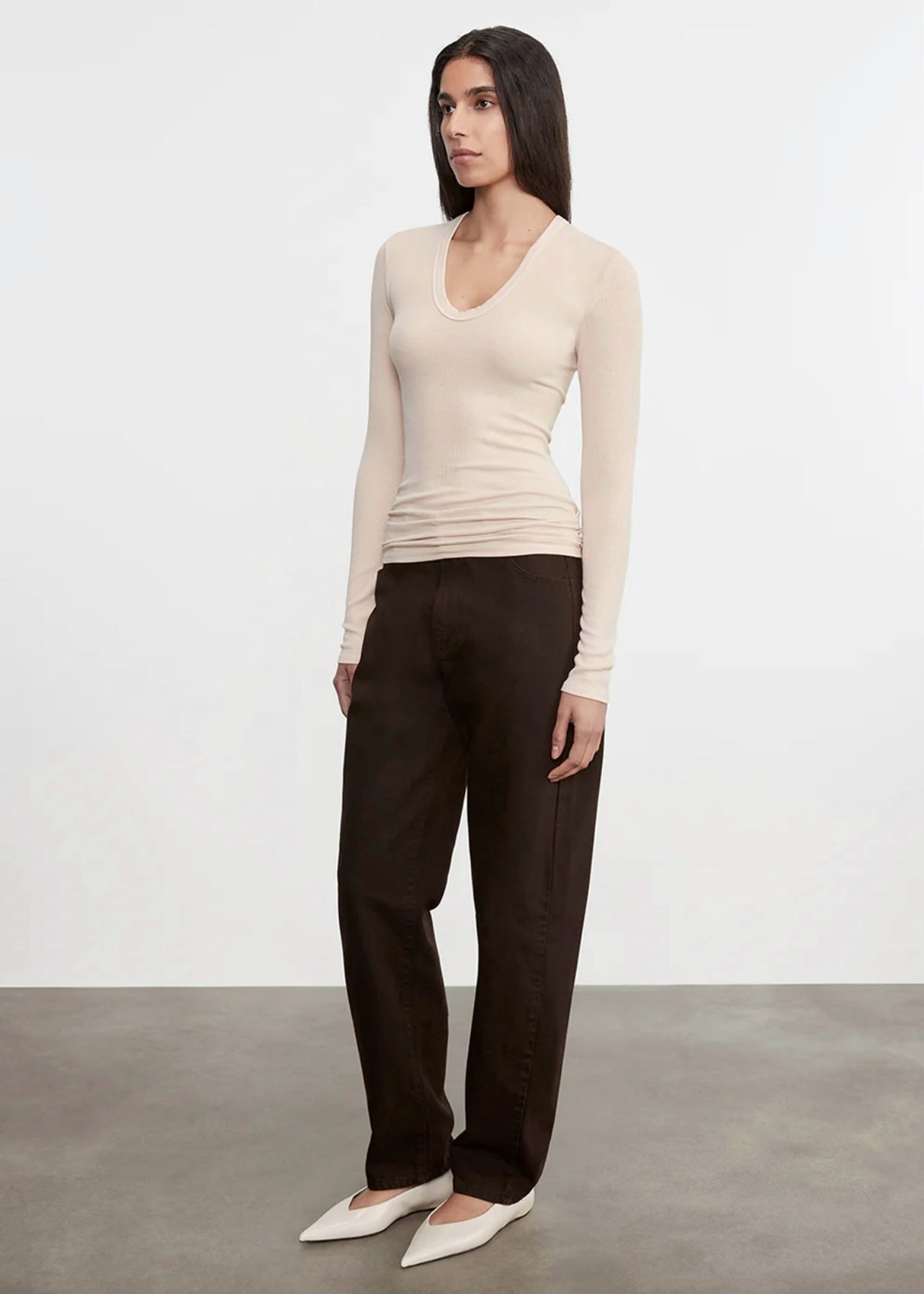 SILK RIB U-NECK