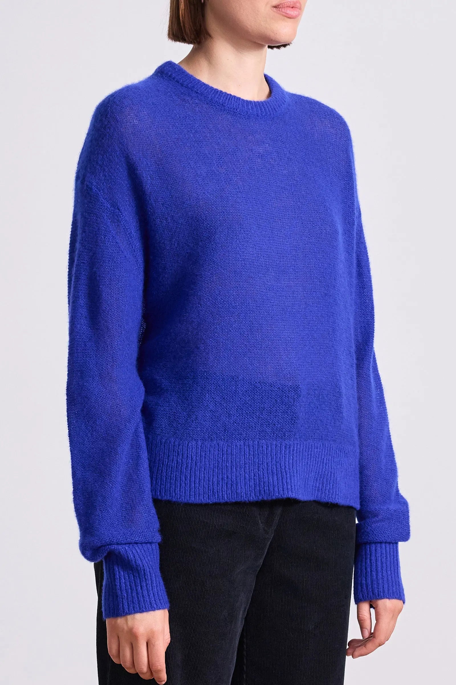 SOFTEST TISSUE WEIGHT SWEATER IN COBALT