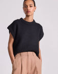 SOFTEST OLIVA CASHMERE VEST IN BLACK