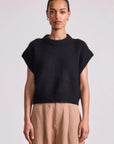 SOFTEST OLIVA CASHMERE VEST IN BLACK