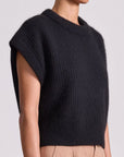 SOFTEST OLIVA CASHMERE VEST IN BLACK