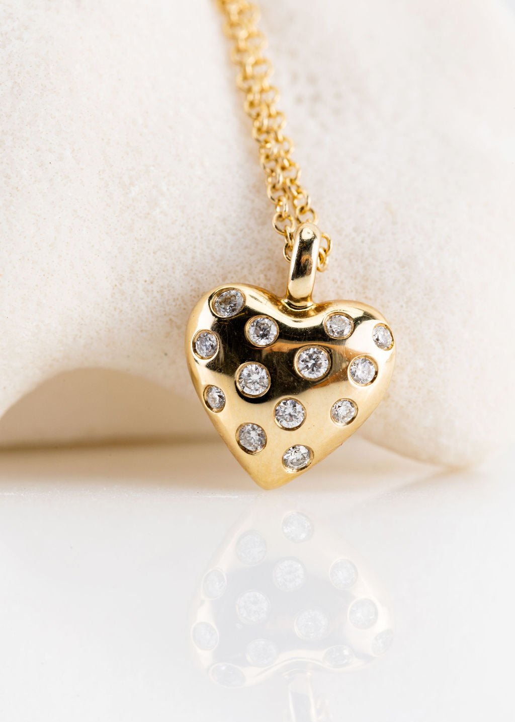 DIAMOND DOT BUBBLE HEART NECKLACE