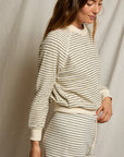 ALEXI SWEATSHIRT IN NATURAL/CHARCOAL STRIPE