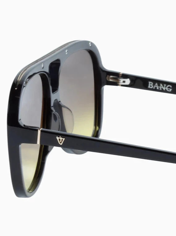 BANG SUNNIES IN BLACK WITH BROWN-YELLOW LENSES
