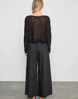 LINEN BATEAU TOP IN BLACK
