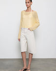 LINEN BATEAU TOP IN FLAN