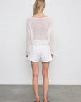 LINEN BATEAU TOP IN WHITE