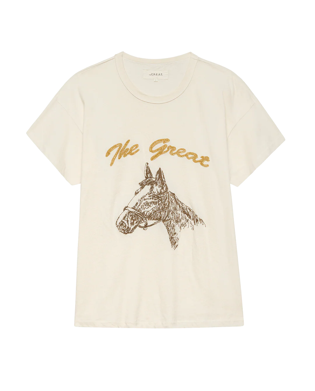 BOXY CREW TEE WITH HORSE EMBROIDERY