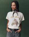 BOXY CREW TEE WITH HORSE EMBROIDERY