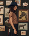 BOXY CREW TEE IN TOBACCO WITH STETSON GRAPHIC