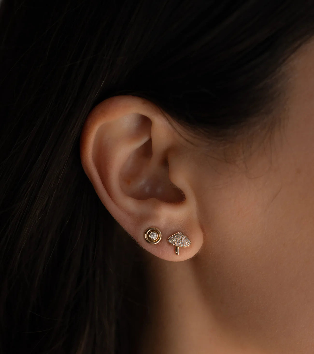 SOLID GOLD + DIAMOND BUTTON STUDS