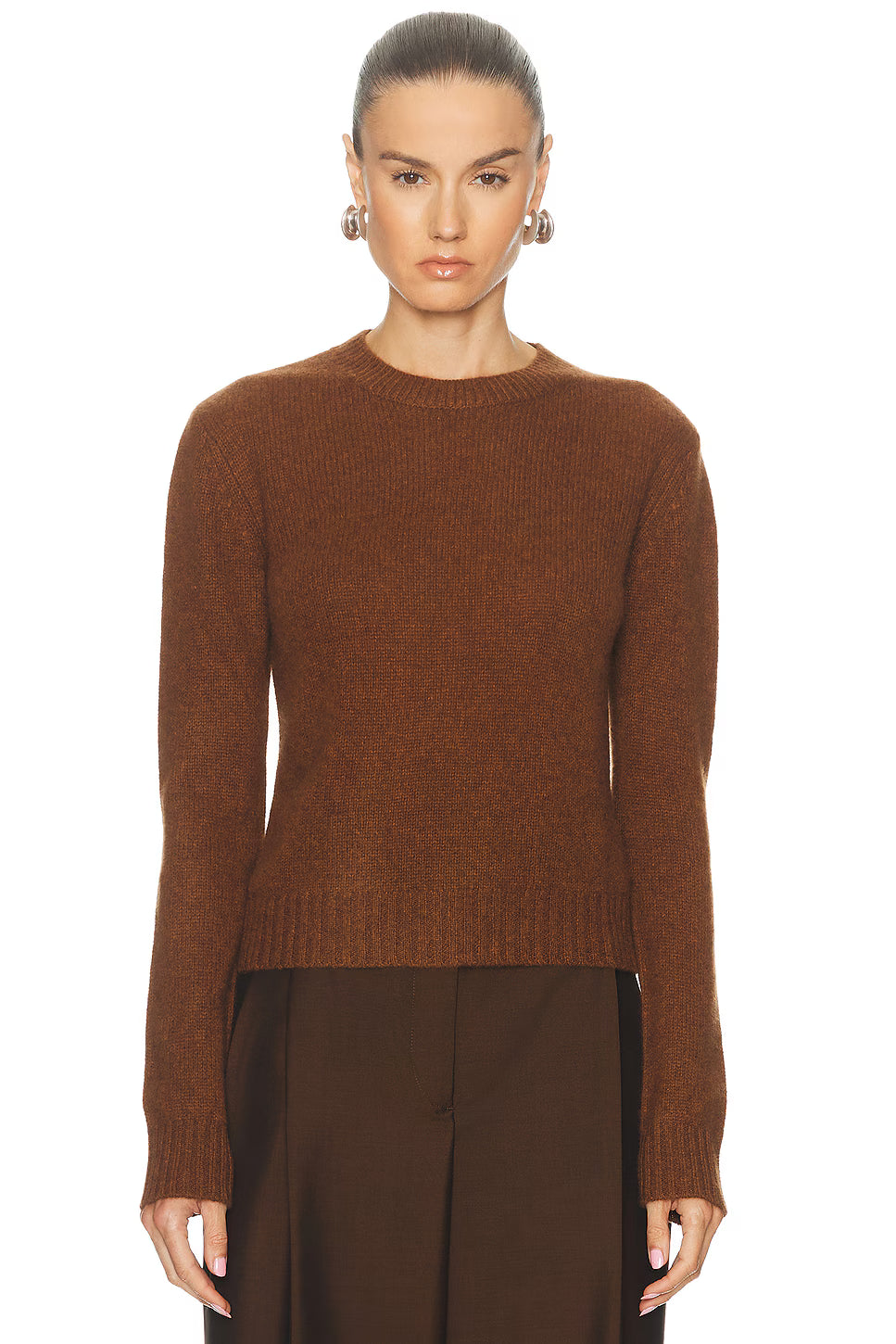 CASHMERE EASY CREW IN HAZEL
