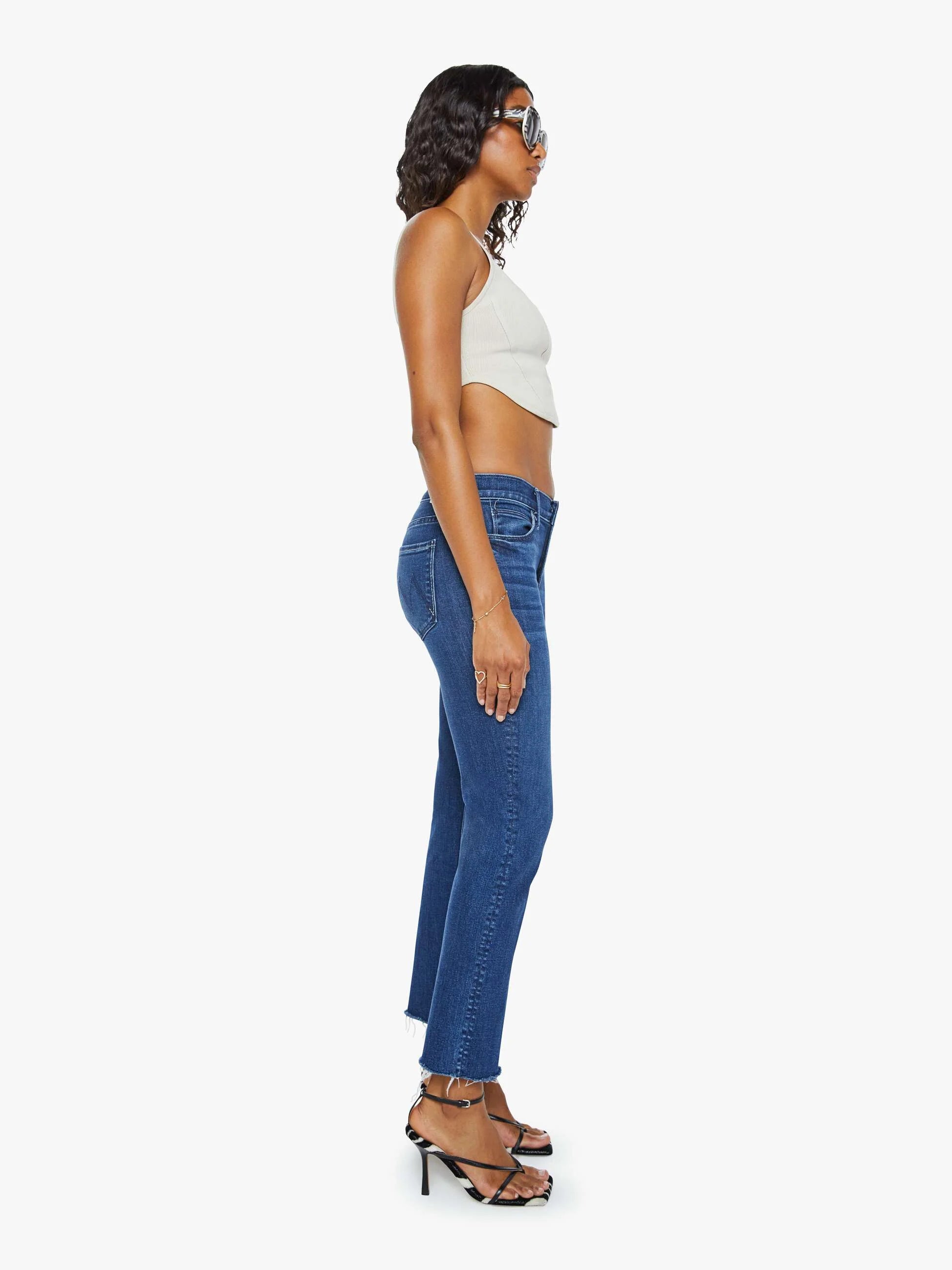 MID RISE DAZZLER ANKLE FRAY JEANS IN FANCY MEETING YOU HERE