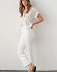 DOLMAN TOP IN SHEER ETCHED FLORAL