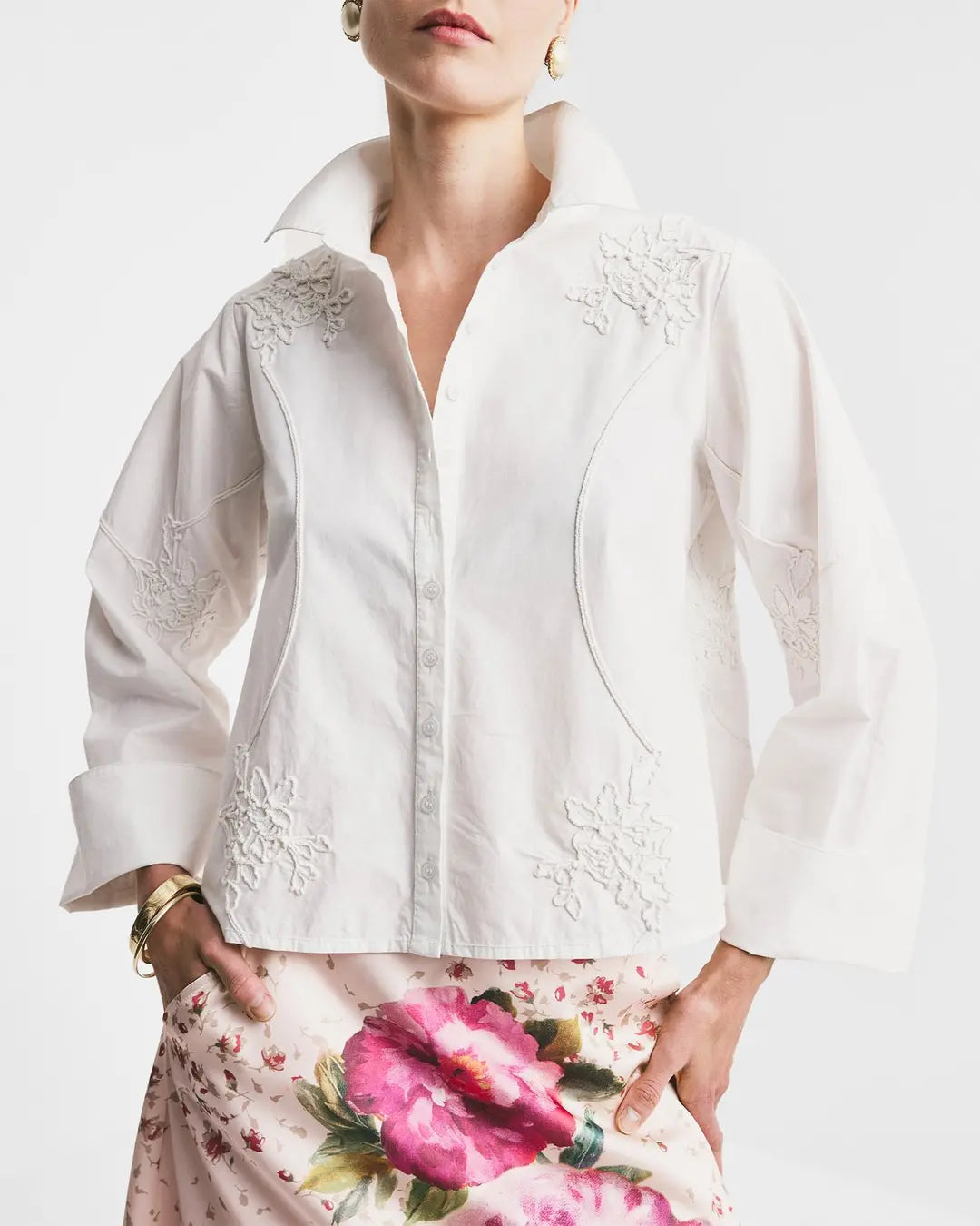 EMBROIDERY POPLIN SHIRT