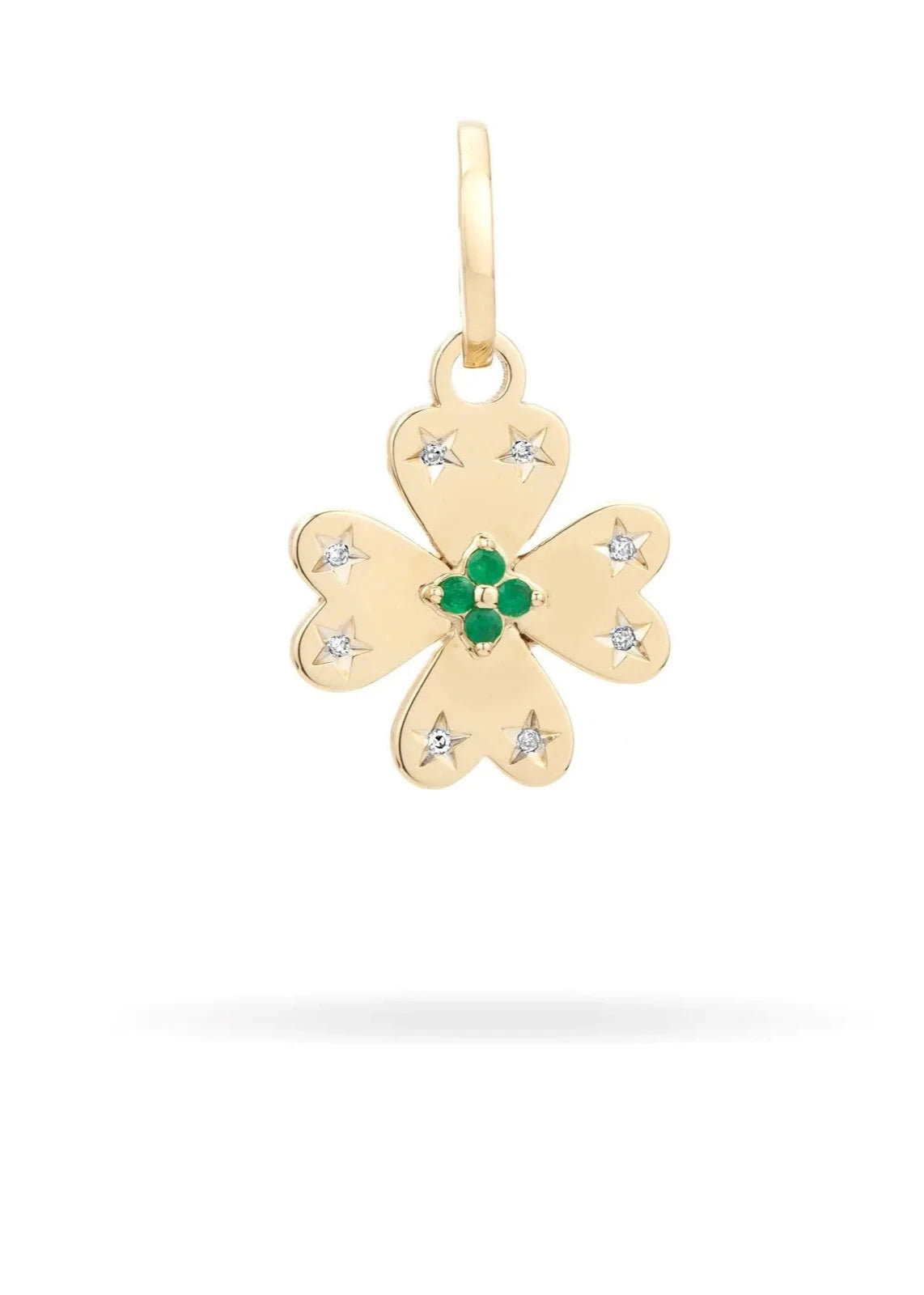 EMERALD + DIAMOND CLOVER HINGED CHARM
