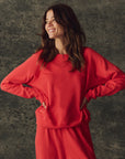 FLEECE ROOKIE SWEATSHIRT IN BRIGHT RED