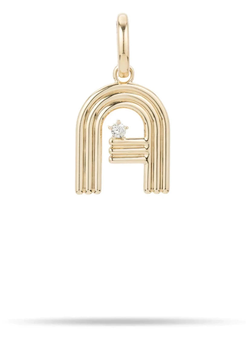 GROOVY DIAMOND INITIAL HINGED CHARM