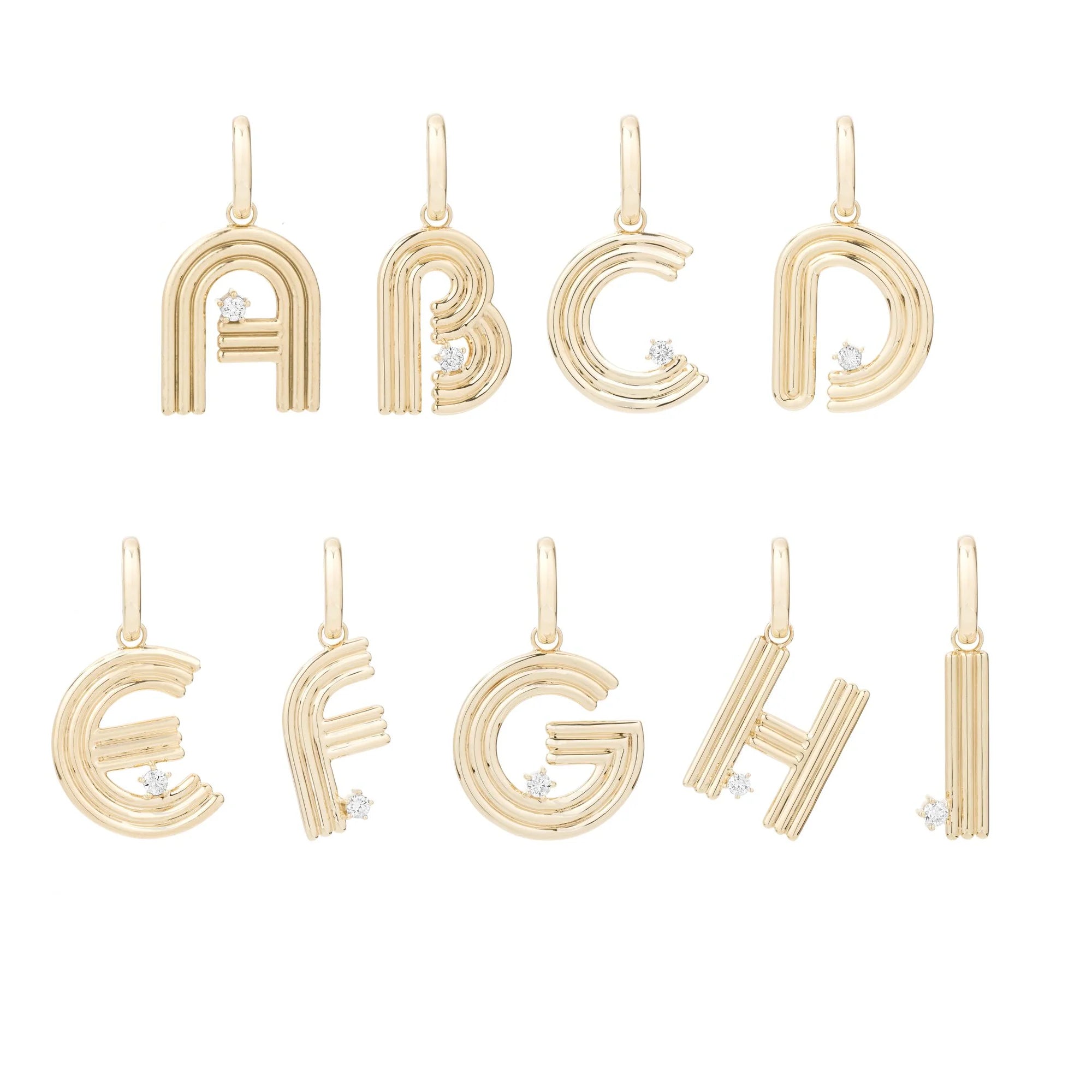 GROOVY DIAMOND INITIAL HINGED CHARM