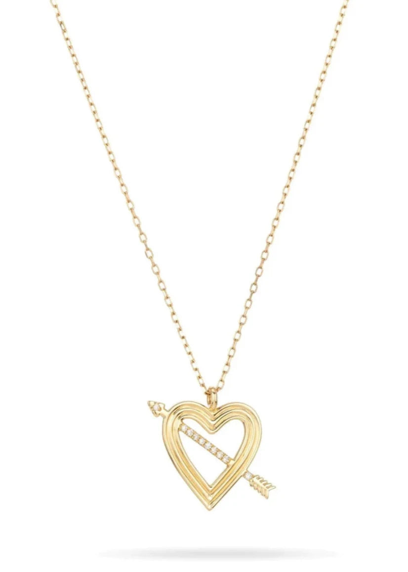 OPEN PAVÉ HEART + ARROW NECKLACE – LANAI