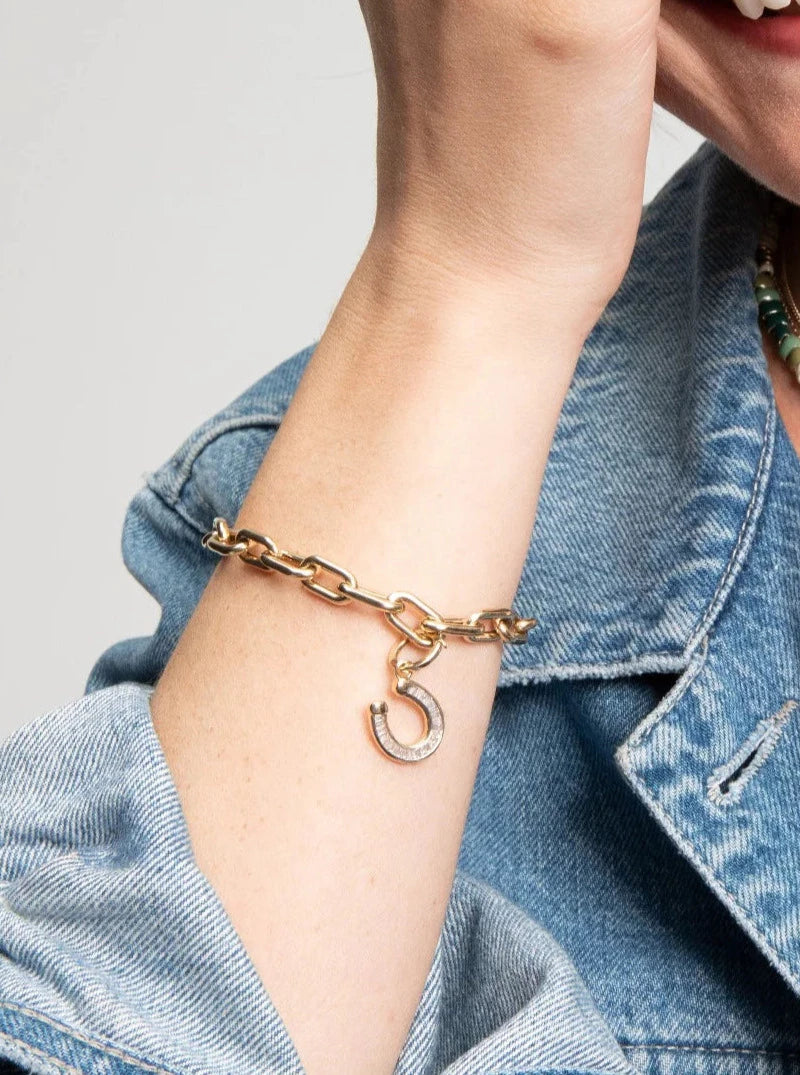 BAGUETTE DIAMOND HORSESHOE HINGED CHARM
