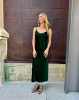 TAYLOR SILK DRESS IN HUNTER GREEN