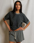 ZIGGY SHORT SLEEVE SWEATSHIRT IN HEATHER GREY