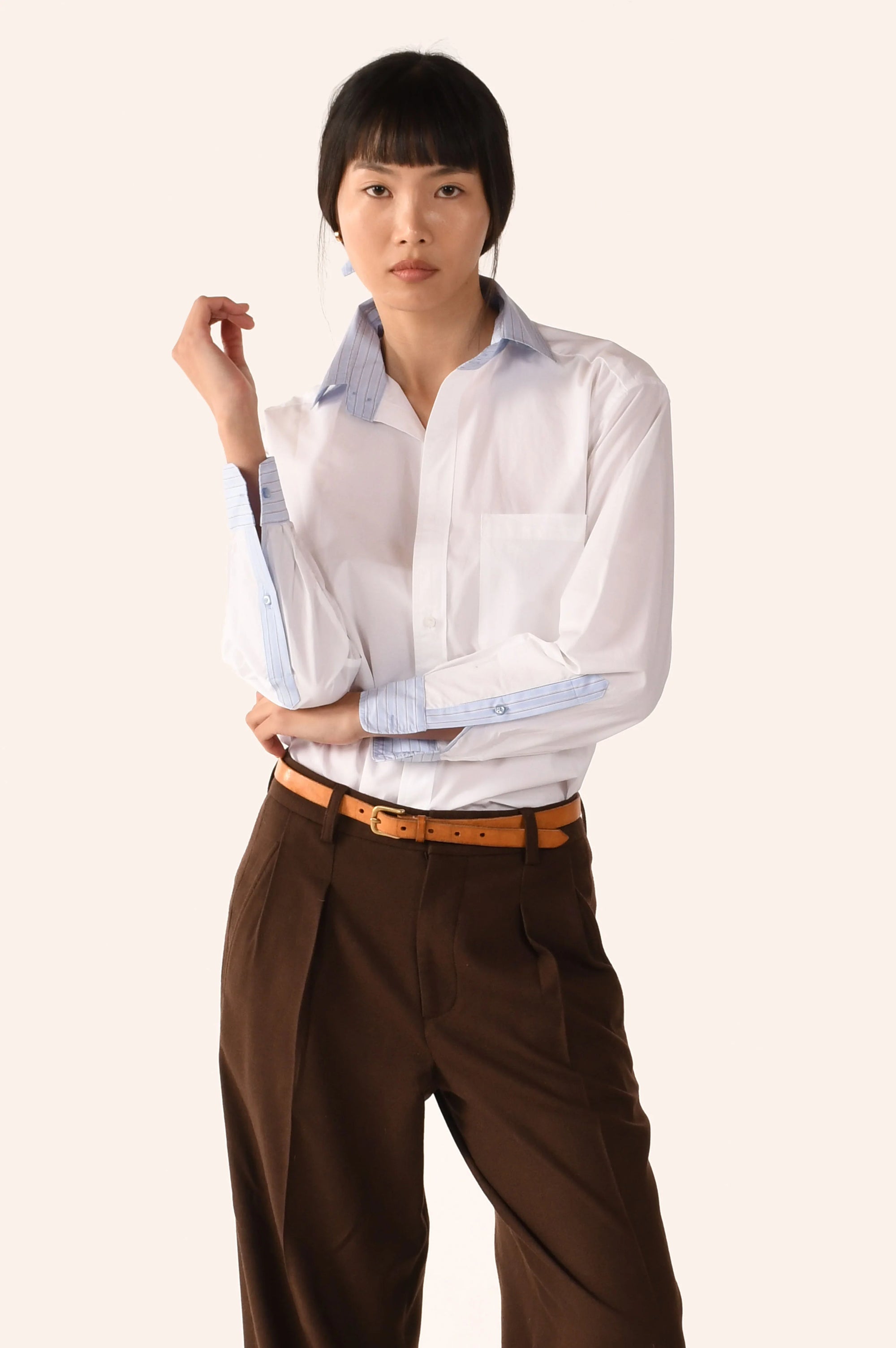 MEN'S SHIRT IN OPTIC WHITE W/SUSSEX STRIPE