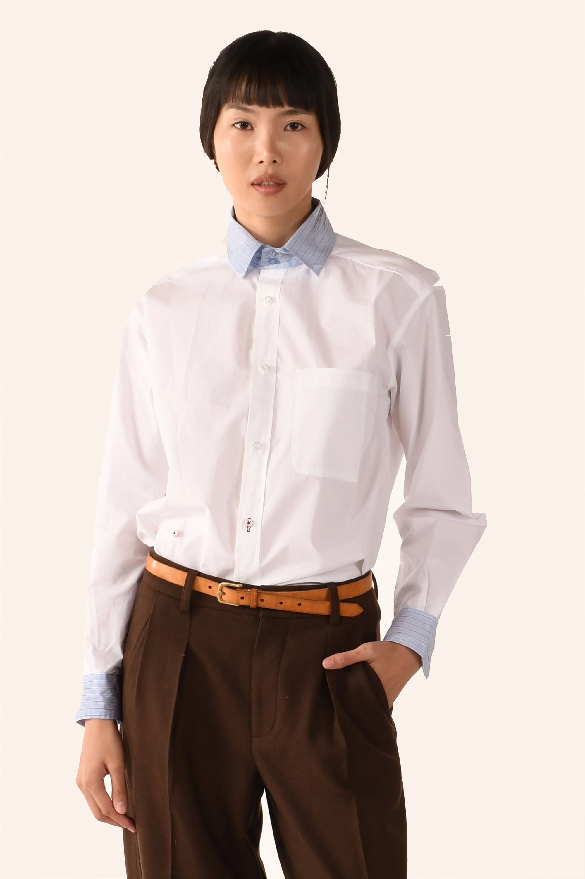 MEN'S SHIRT IN OPTIC WHITE W/SUSSEX STRIPE
