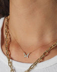 MIXED DIAMOND BUTTERFLY NECKLACE