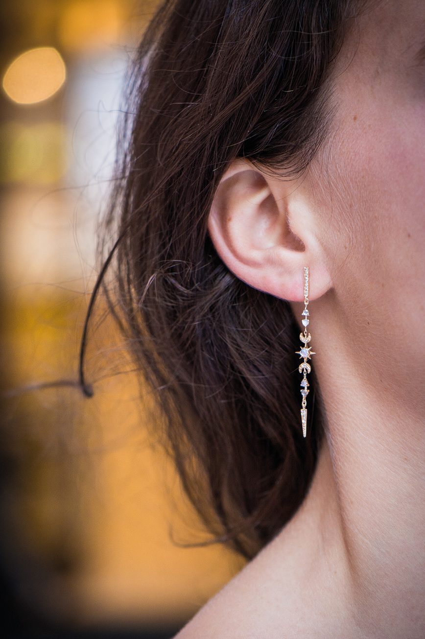 MOONSTONE & DIAMOND STELLAR EARRINGS