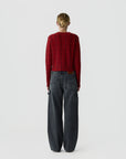 SHRUNKEN CHECKER CREW IN CARMINE/BURNT COCOA