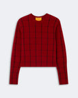 SHRUNKEN CHECKER CREW IN CARMINE/BURNT COCOA