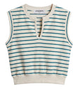 SLOANE MUSCLE TANK IN TEAL BLUE/NAVY STRIPE